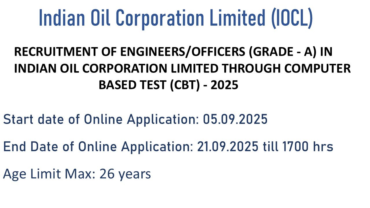 "Indian Oil recruitment banner for Engineers/Officers Grade A 2025, featuring IOCL logo, engineering disciplines, and CBT exam details"